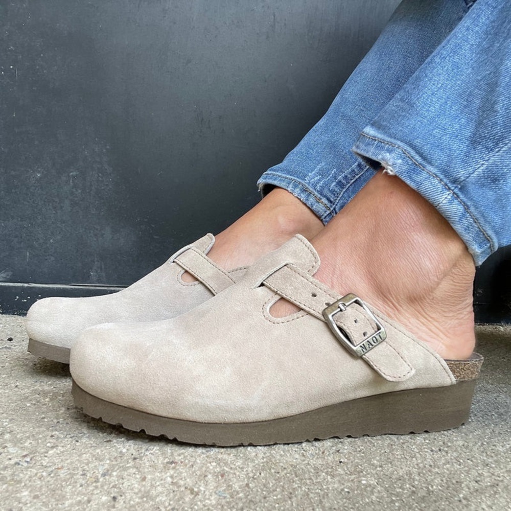NAOT tan mule clogs size 6